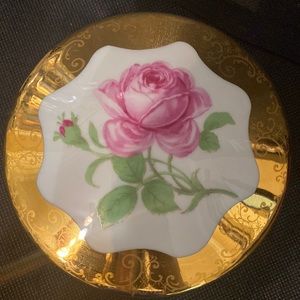 Vintage Porcelain Limoges France Hand Painted Gold Trim Trinket or Candy Dish